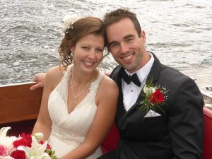 Liz and Jeremey in a boat.