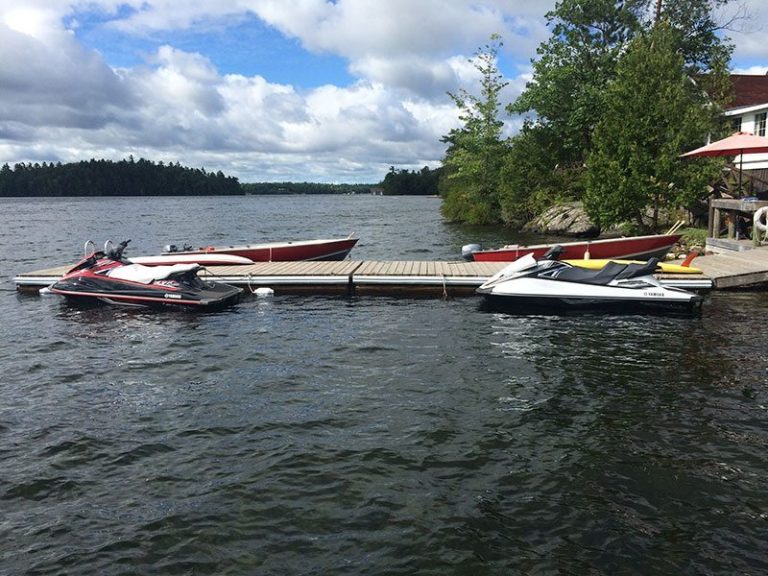 Waverunners docked at pier