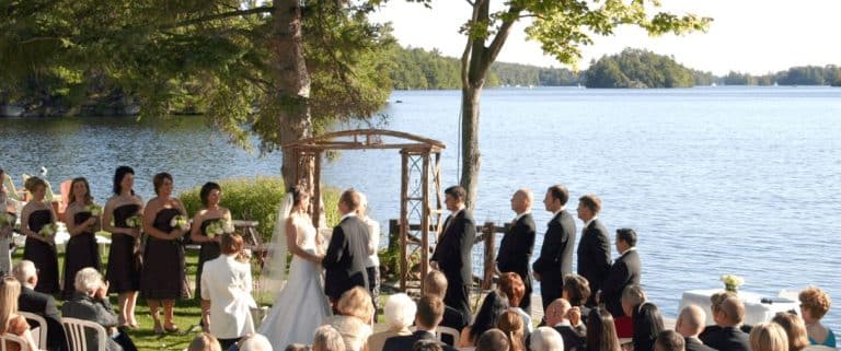 Lakeside wedding ceremony.