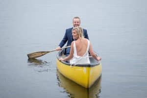 Photo of a Married Couple in a Canoe at Severn, One of the Premier Wedding Venues in Ontario