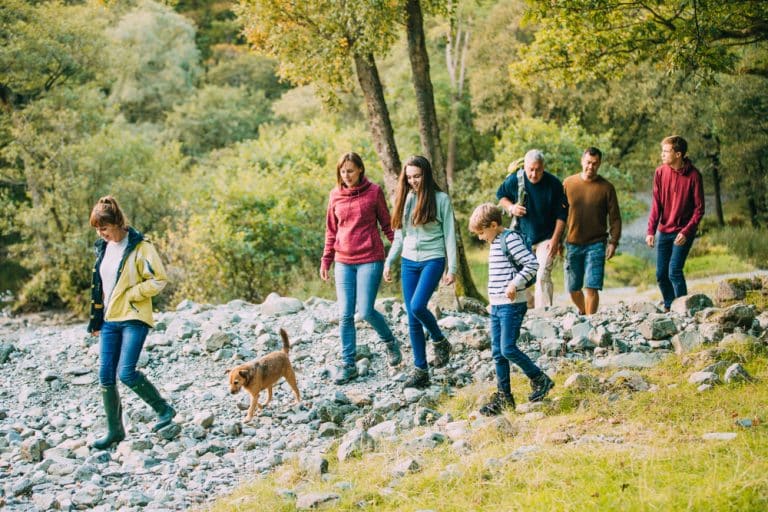 Photo of a Family Hiking On One of the Quietest Muskoka Hiking Trails