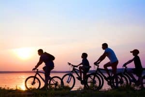 Photo of a Small Family on a Muskoka Cycling Trail.