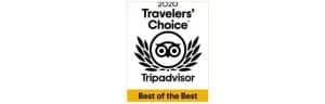 Tripadvisor badge. Text: 2020 Travelers' Choice. Best of the Best.