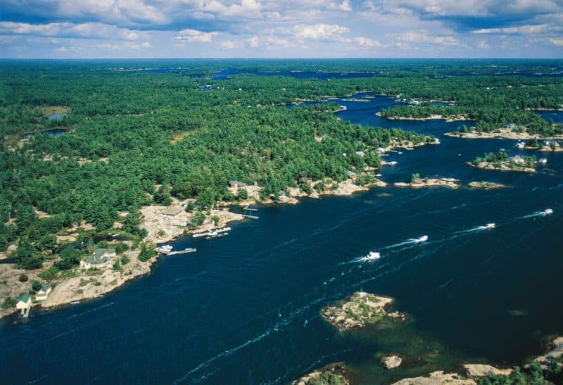 An aerial view of Georgian Bay.