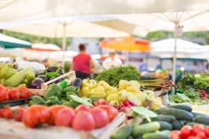 A nice spread of produce at a local Muskoka farmers market.