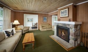 An interior view of one of Severn Lodges iconic Muskoka cottages.