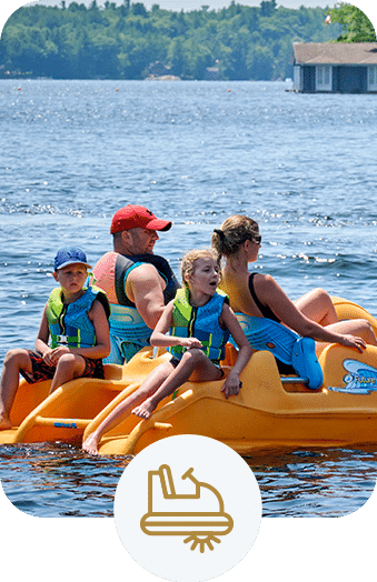 A family in a paddle boat