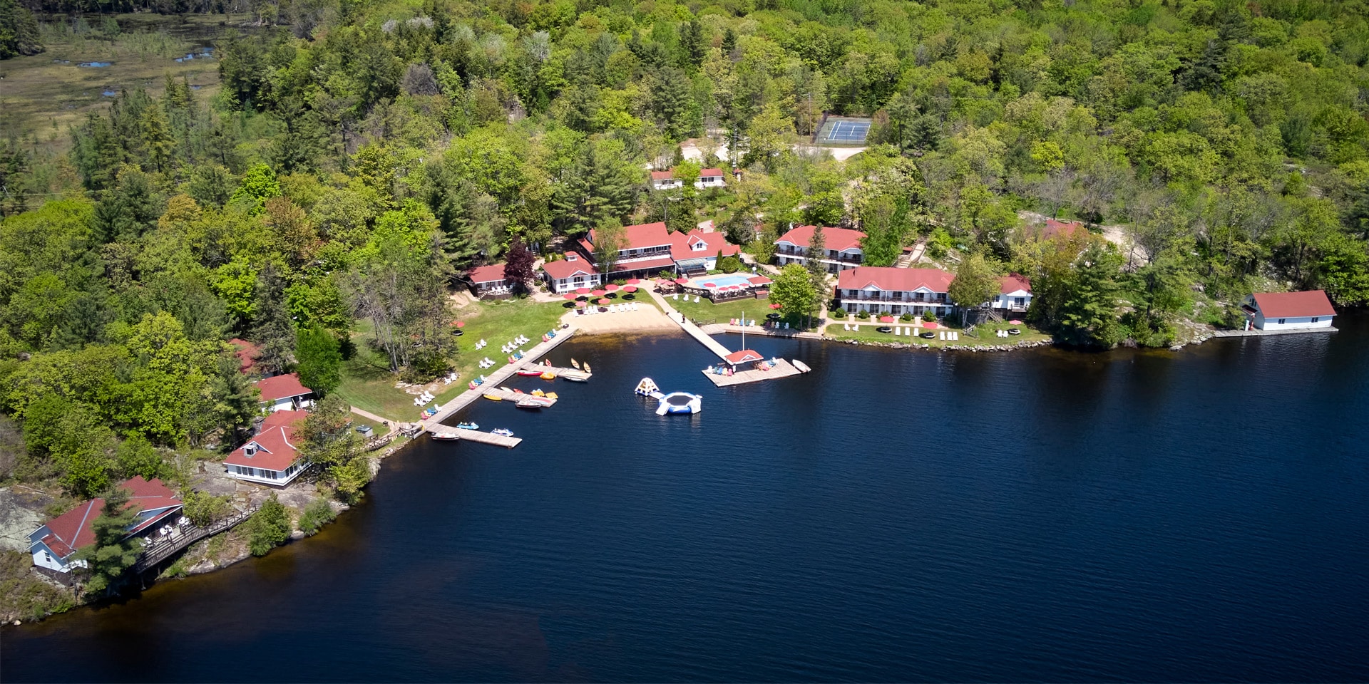 Drone shot of Severn Lodge property